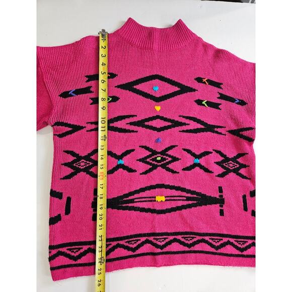 GITANO Sweater Womens Large Pink 80s Southwest Vibe Aztec Rare 90s Vintage - Picture 3 of 6